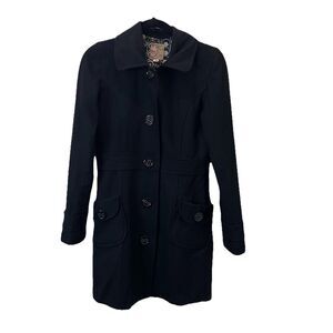 Tulle ANTHROPOLOGIE Women's Black Wool Blend Jacket Pea Coat Size M Peacoat